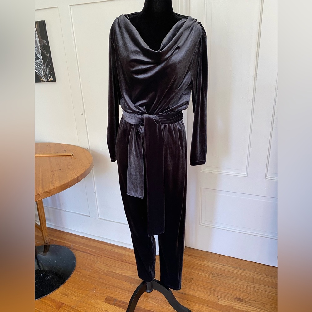 Smash + Tess Dark Grey Soft Velvet Romper.